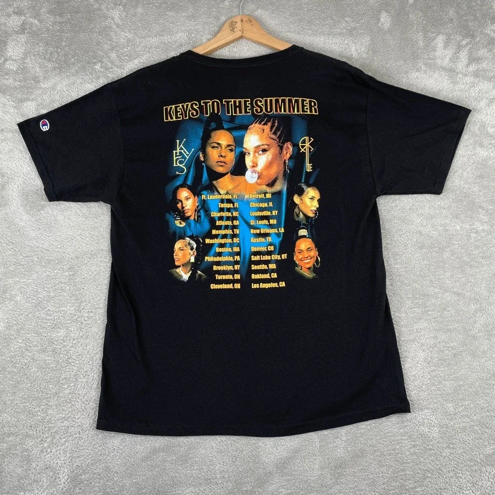 Alicia Keys Shirt‎ Mens Large Black Keys To The Summer Tour Concert Champion - Picture 2 of 7